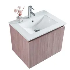 KLIPEN - Mueble lavamanos loza vitrificada c/rebalse, 2 puertas, 60cm caramel