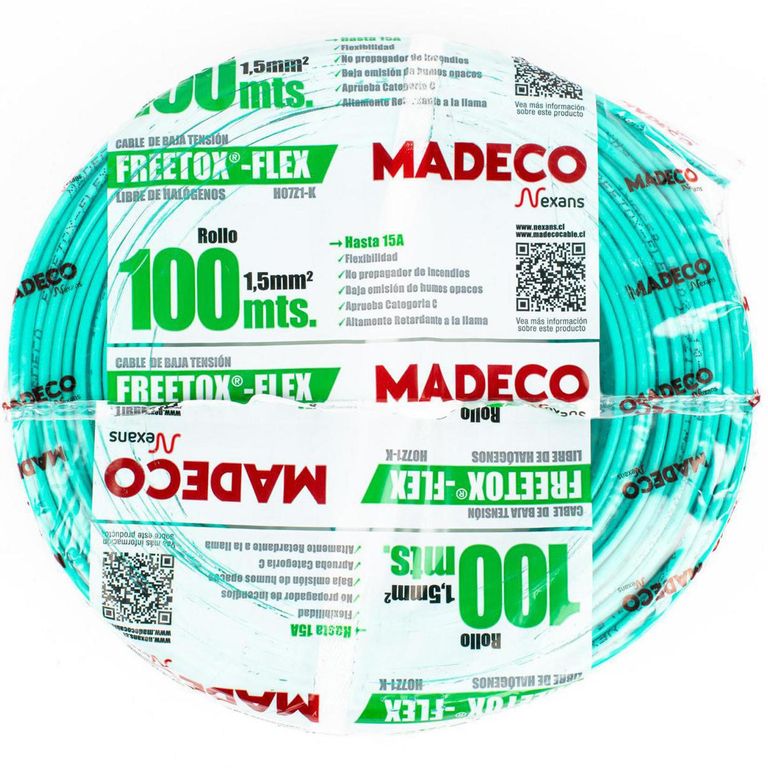 Cable Libre de Halógenos H07Z1-K 1x1,5 mm2 Verde 100 metro(s)