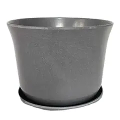 DECOGREEN - Set Macetero y Plato Biodegradable de Bambú 16.5x13 cm Gris