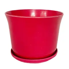 DECOGREEN - Set Macetero y Plato Biodegradable de Bambú 16.5x13 Rojo