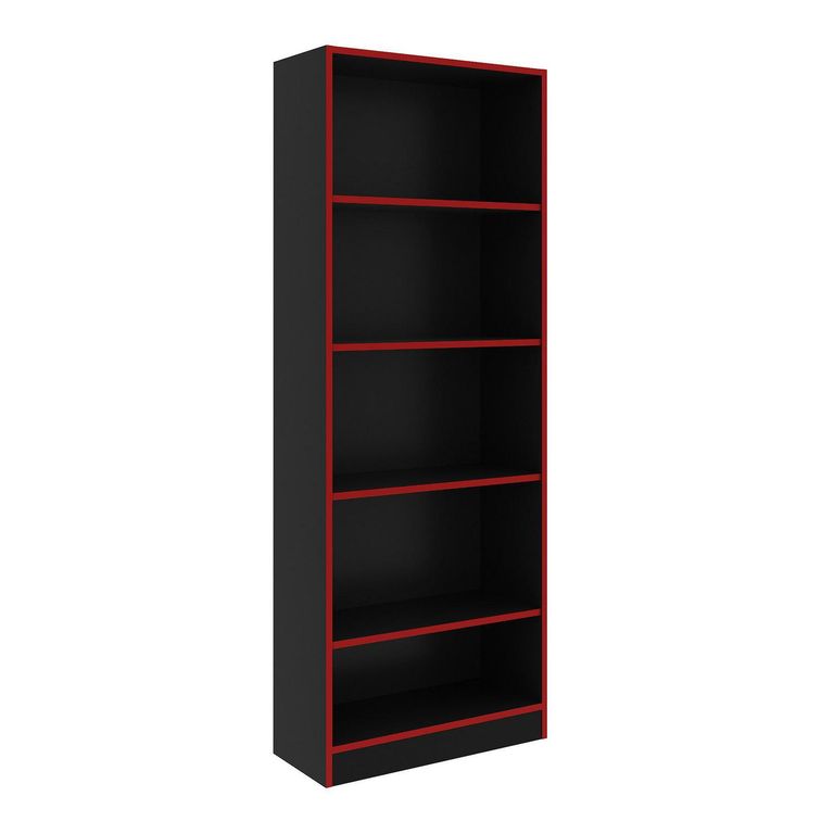 Estante Gamer MDP 5 Nivel(es) 59.8x160x25.5 cm Negro/Rojo