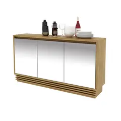 TECNOMOBILI - Mesa apoyo con 3 puertas de espejo/natural