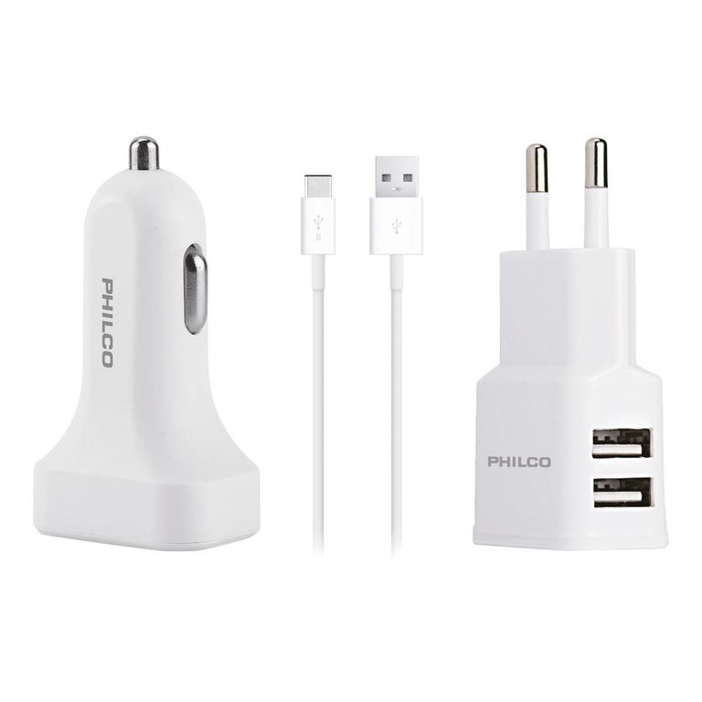 Kit Cargador 3 En 1 2. 1A Cable Tipo C Para Dispositivos