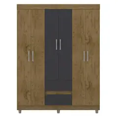 EXIT - Clóset 6 Puerta(s) 2 Cajón(es) 5 Repisa(s) 136x182x47 cm Freijo/Carbón