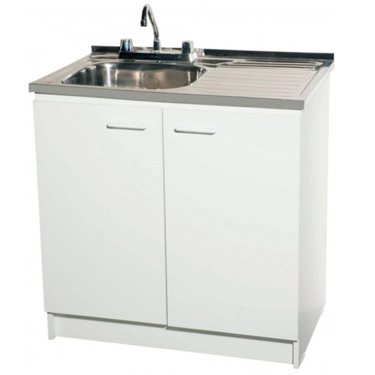 Kit Mueble Para Lavaplatos Derecho Blanco 100 cm/Grifería