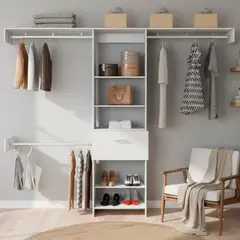 TUHOME - Clóset Manchester 0 Puerta(s) 1 Cajón(es) 4 Repisa(s) 250x210x41.5 cm Blanco