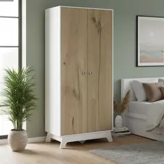 TUHOME - Clóset Bi Color 2 Puerta(s) 2 Cajón(es) 5 Repisa(s) 80x180x50 cm Blanco