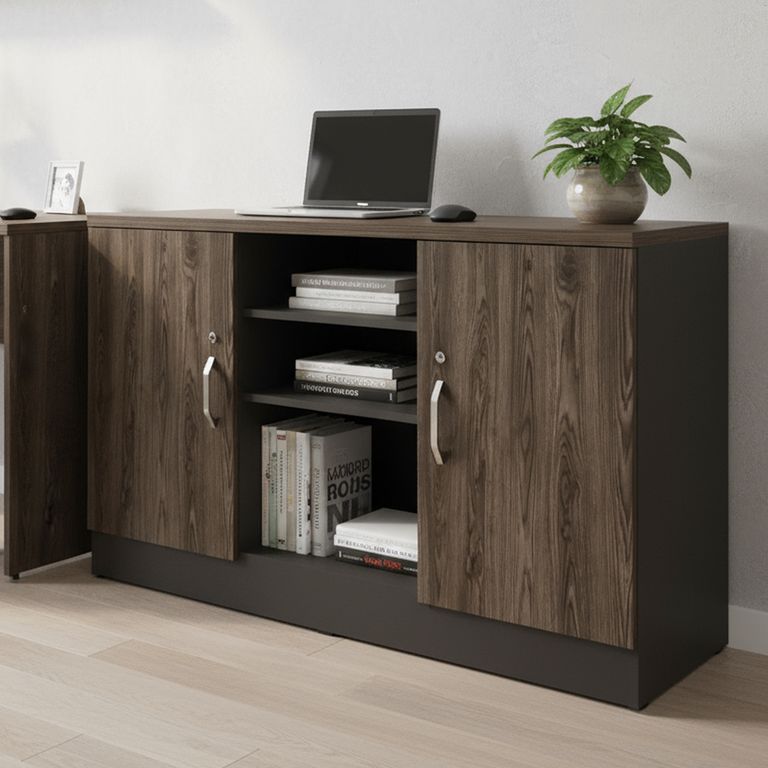 Gabinete Office Melamina 3 Nivel(es) 120x75.7x45.5 cm Negro/Coñac