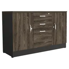 TUHOME - Gabinete Melamina 2 Nivel(es) 120x75x45 cm Negro/Coñac
