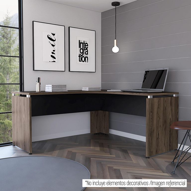Escritorio en L Esquinero Office Negro 160x75x160 cm