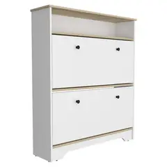 TUHOME - Cómoda 2 Puertas BI Color 100x116,2x27 cm Blanco/Cafe