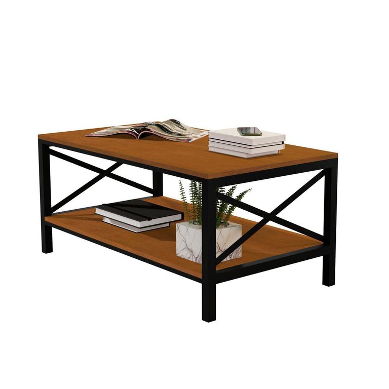 Mesa de centro industrial caramelo