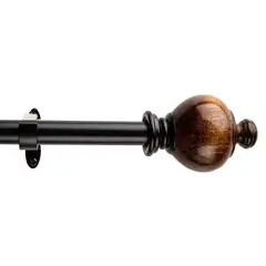 DIB - Set de Barra Cortina Simple 19/16 mm Extensible 120-210 cm Madera Queen