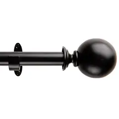 DIB - Set de Barra Cortina Simple 19/16 mm Extensible 120-210 cm Negro Bola