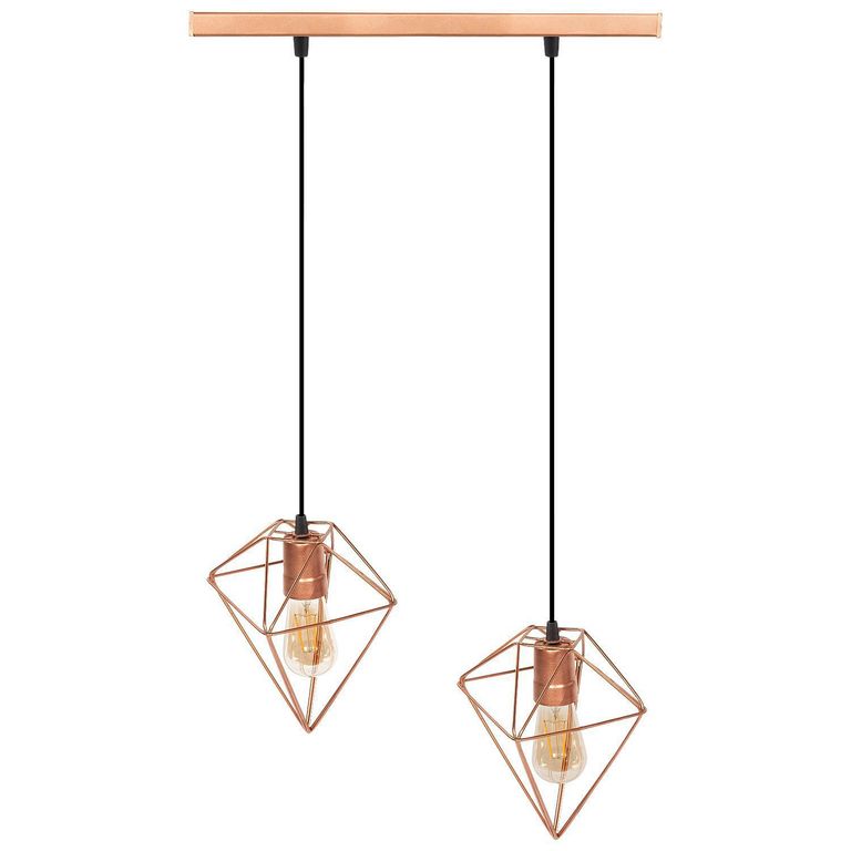 Lámpara Colgante Puntas 2 Luces Metal Naranjo
