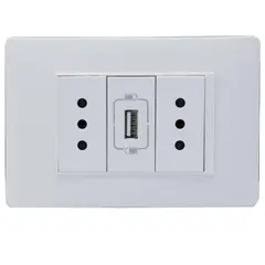 BTICINO - Cargador USB 1.5 Ma + 2 tomas 10 Amp blanco