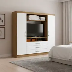 YARDAS - Clóset 2 Puerta(s) 4 Cajón(es) 4 Repisa(s) 193x180x194 cm Freijo/Blanco