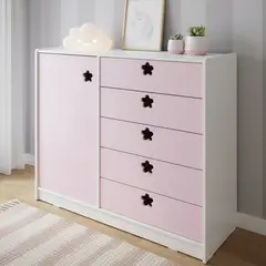 MUEBLES KIDS - Mini Closet 4 Cajón(es) Flor 120x120x45 cm Rosado