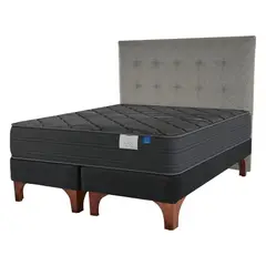 FLEX - Cama Europea Black 2 plazas (150x200) + respaldo Design gris