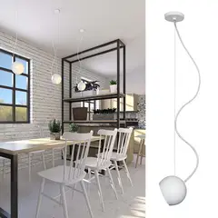 BLUMENAU - Lámpara colgante Oca blanca 160mm cable hilo tejido blanco 1 luz GU10