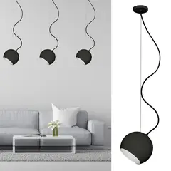 BLUMENAU - Lámpara colgante Oca negra 160mm cable hilo tejido negro 1 luz GU10