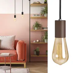 BLUMENAU - Lámpara colgante Vintage café oro 1 luz E27 1,5m ajustable