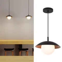 BLUMENAU - Lámpara colgante Anna negra vidrio traslucido 1 luz G9