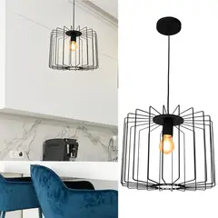 BLUMENAU - Lámpara Colgante Cela 1 Luz Metal Negro 35 cm