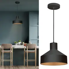 BLUMENAU - Lámpara colgante Niza negra aluminio 230mm interior dorado 1 luz E27