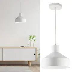 BLUMENAU - Lámpara colgante Niza mate aluminio 230mm interior blanco 1 luz E27
