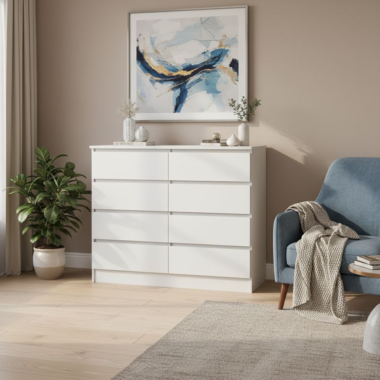 CIC Cómoda 8 Cajón(es) Austria 100x85x45 cm Blanco