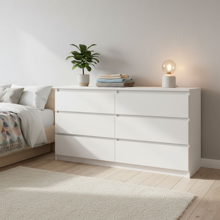 CIC Cómoda 6 Cajón(es) Nordica 120x69x45 cm Blanco