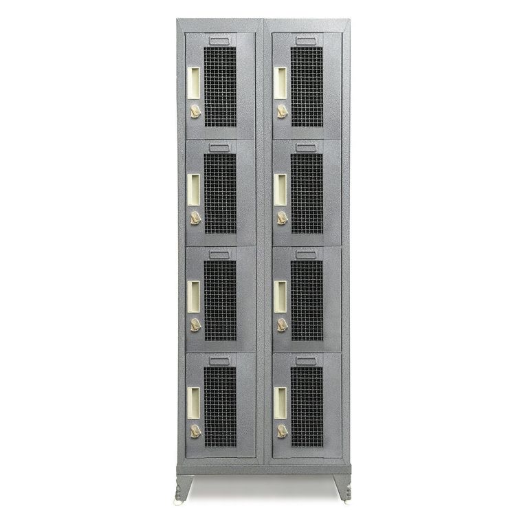 Locker Metálico 2 Cuerpos Puerta Malla 8 Puerta(s) 56,5x166x52 cm Gris
