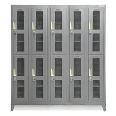 MALETEK - Locker Metálico 5 Cuerpos Puerta Malla 10 Puerta(s) 137x166x52 cm Gris