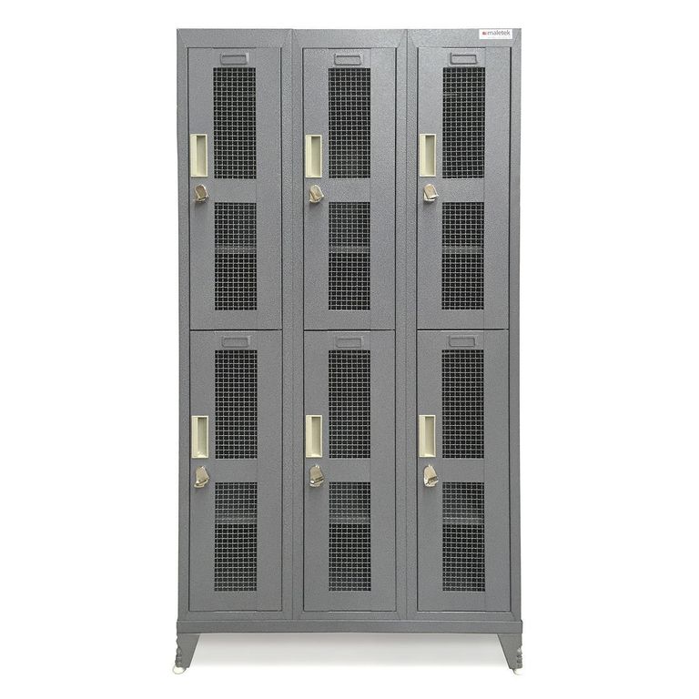 Locker Metálico 3 Cuerpos Puerta Malla 6 Puerta(s) 83x166x52 cm Gris