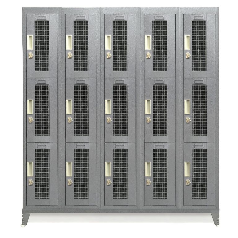 Locker Metálico 5 Cuerpos Puerta Malla 15 Puerta(s) 137x166x52 cm Gris