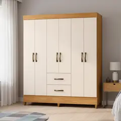 VEKKAHOME - Clóset Porto 6 Puerta(s) 2 Cajón(es) 8 Repisa(s) 47x181x147 cm Blanco