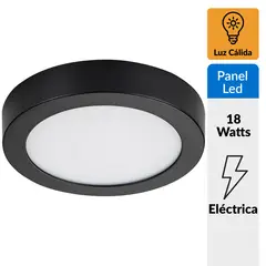 HB LEDS - Panel Redondo LED Sobrepuesto Negro 18W Cálido