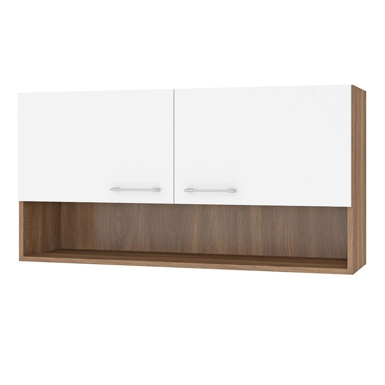 VEKKAHOME Mueble De Cocina Mural Aéreo 105x27x54 cm Blanco/Café