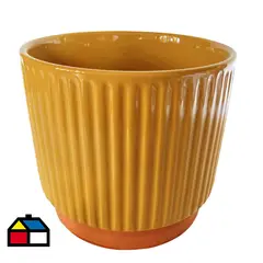 DECOGREEN - Macetero Enlozado de Arcilla 17x20 cm Mostaza