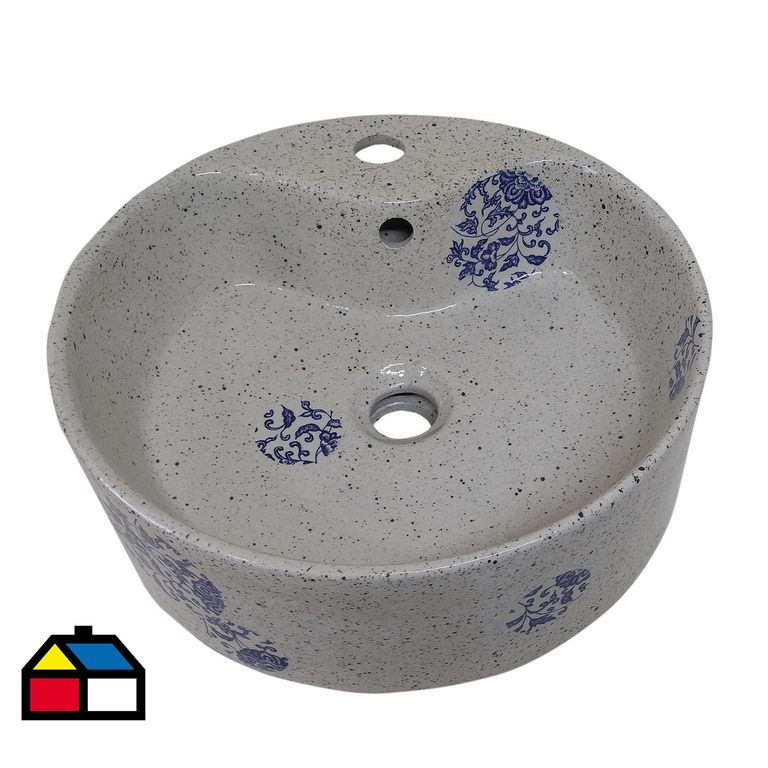 Lavamanos Sobrepuesto Forma Redonda Loza 41x16x41 cm Gris