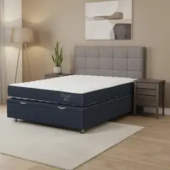 ROSEN - Cama 2 Plazas Boxet Upline + Respaldo + Velador