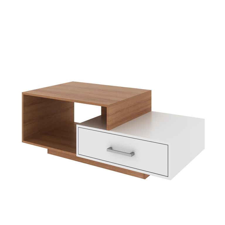 Mesa de centro asimétrica 1 cajón almendra