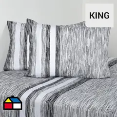 ELEMENT & CO - Juego de Sábanas Melange King 200 Hilos Gris