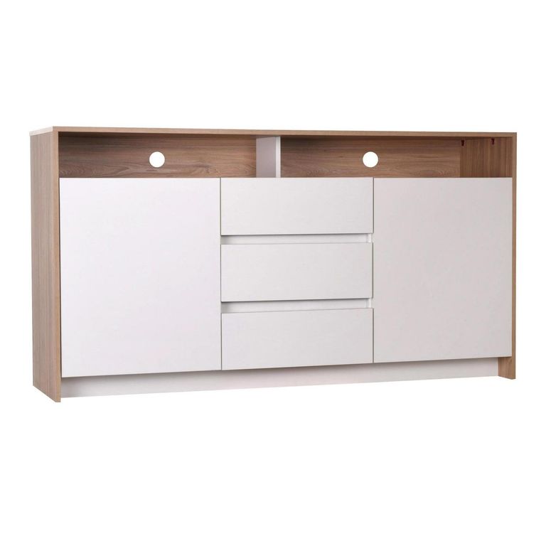 Rack alto Colbun 2 puertas - 3 cajones olmo-blanco