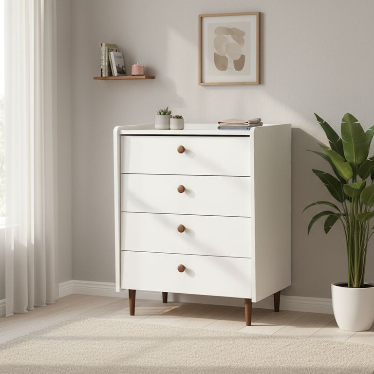 VEKKAHOME Cómoda 4 Cajón(es) Luisi 57x78x47 cm Blanco