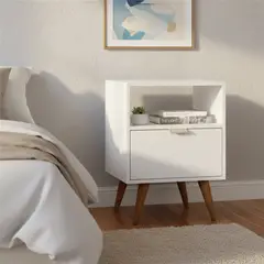 VEKKAHOME - Velador 1 Cajón(es) 0 45x60x38 cm Blanco