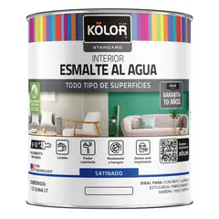 KOLOR - Esmalte Al Agua Premium Interior Satinado Base Pastel 1/4 Galón