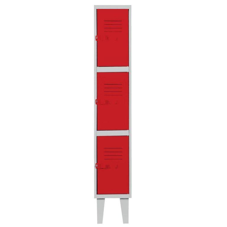 Locker Alta Resistencia 1 Cuerpo 3 Puerta(s) 29x170x45 cm Rojo