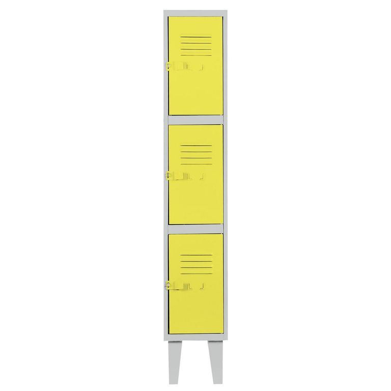Locker Alta Resistencia con Malla 1 Cuerpo 3 Puerta(s) 29x170x45 cm Amarillo